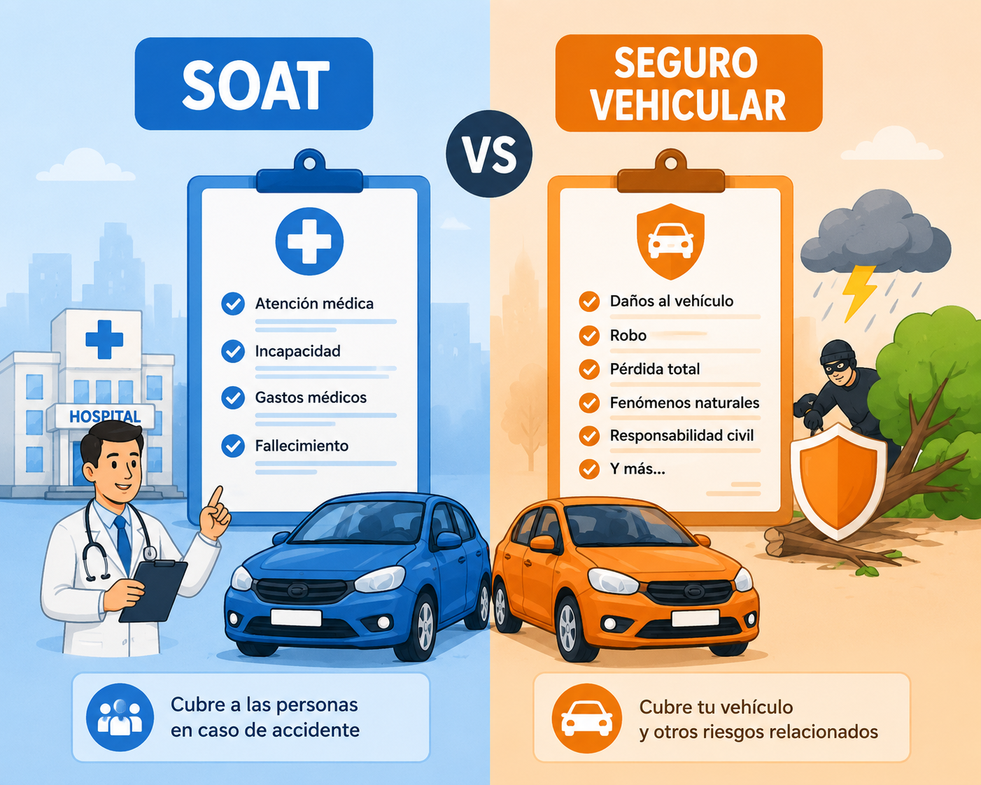 Diferencia entre SOAT y seguro vehicular